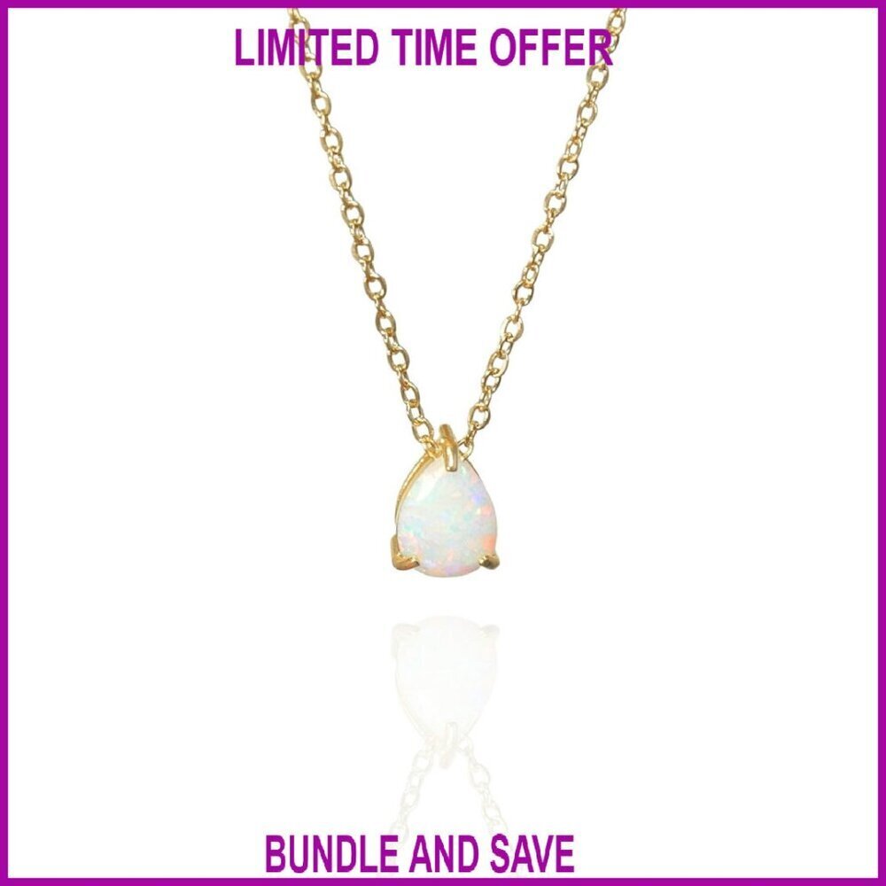 14K Gold Plated Teardrop Pendant Necklace Delicate Birthstone Jewelry